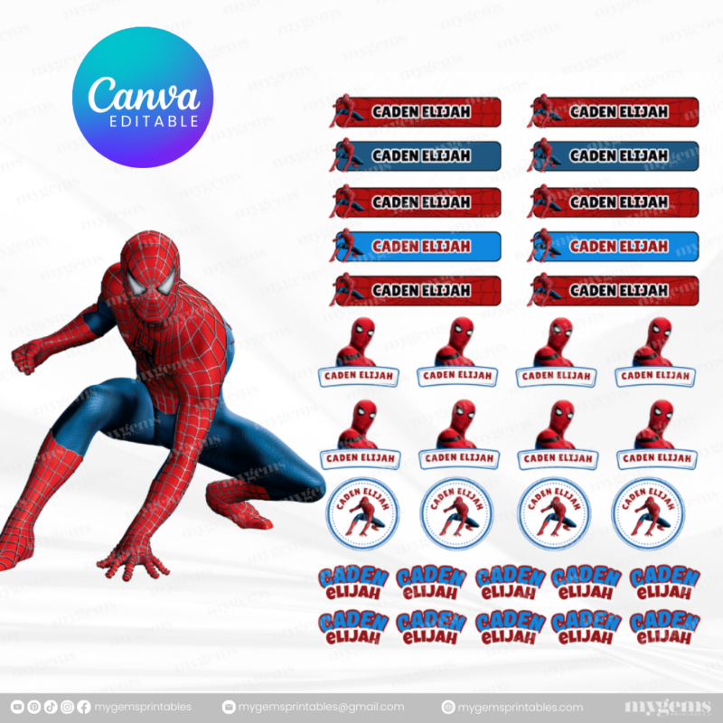 60+ Designs | Name Sticker Template | Ready-To-Print | Canva Editable - Image 26