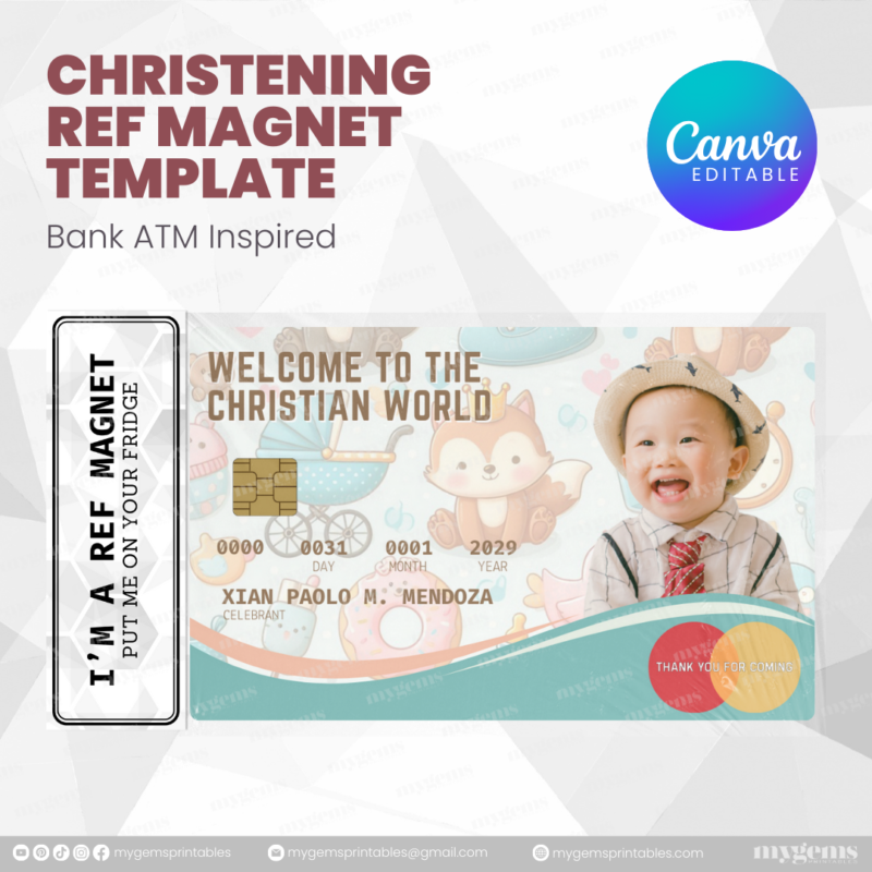 60+ Designs | Bank-Inspired Christening Ref Magnet Template | Canva Editable - Image 45