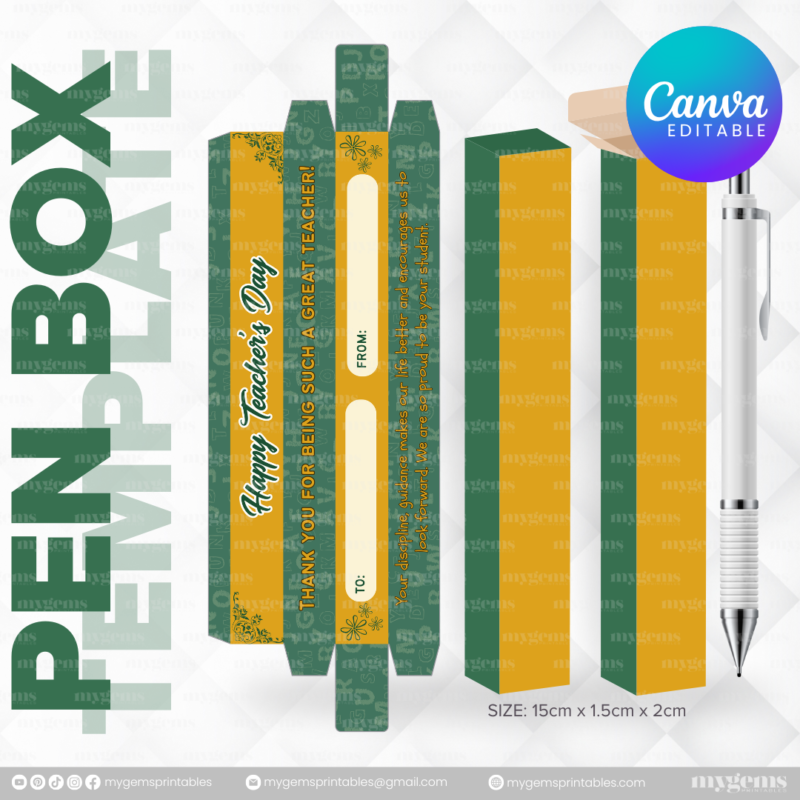 40 Designs | Teacher's Day Pen Box Template | Canva Editable - Image 4