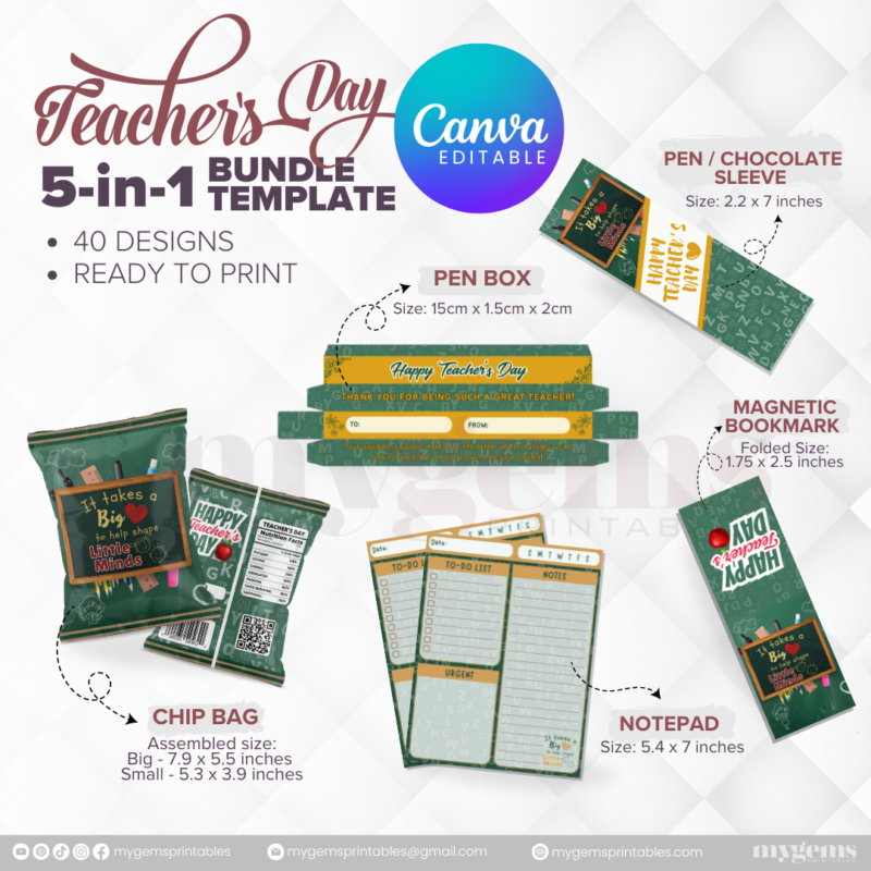 40 Designs | 5-in-1 Teacher's Day Bundle Template | Canva Editable - Image 3