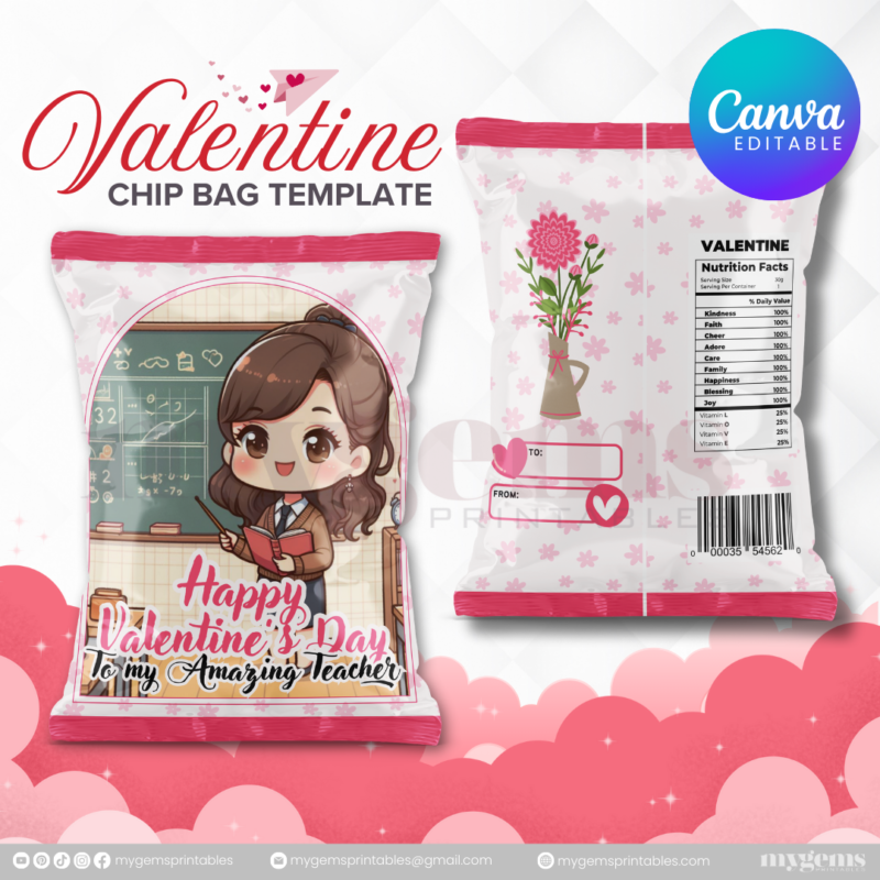 70+ Designs | Valentine Chip Bag Template | Canva PRO Editble - Image 43