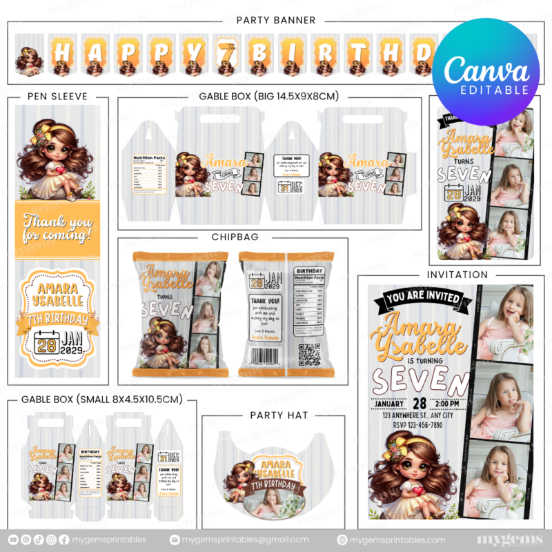 40 Designs | Cartoon-Anime-Chibi Themed Birthday Bundle Template | Canva Editable - Image 41