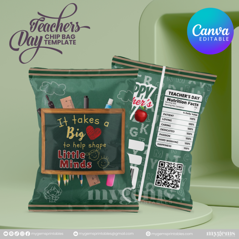 40 Designs | Teacher's Day Chip Bag Template | Canva Editable - Image 42