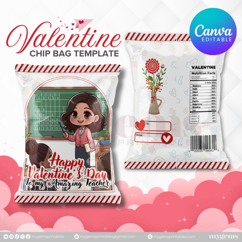 70+ Designs | Valentine Chip Bag Template | Canva PRO Editble - Image 23