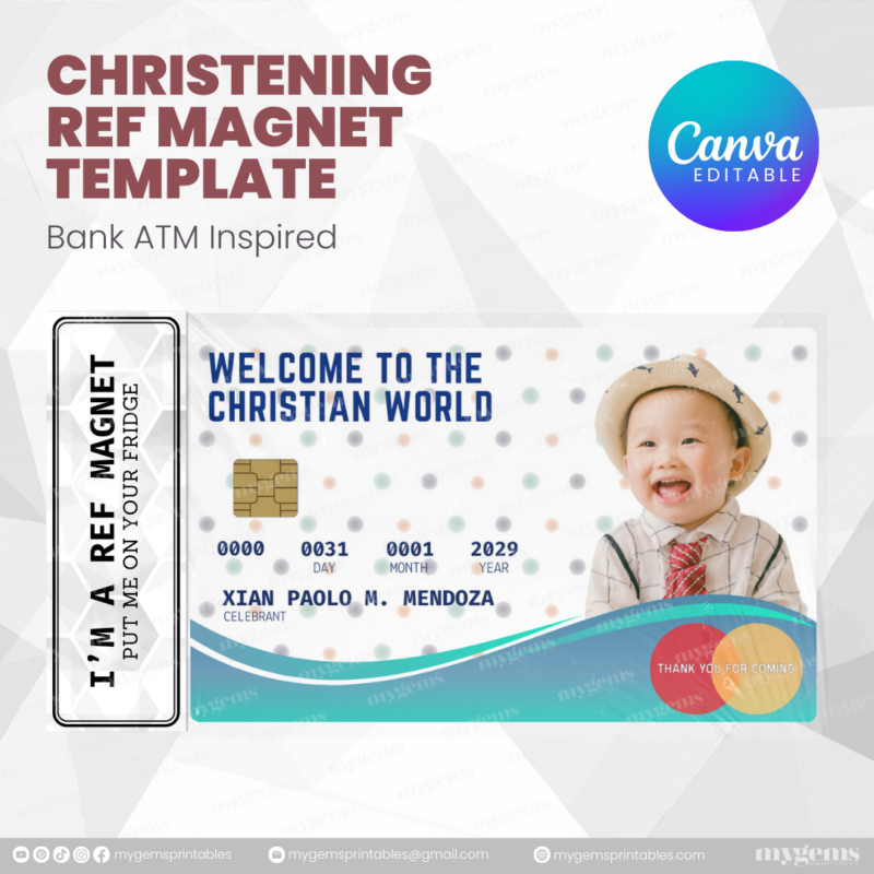 60+ Designs | Bank-Inspired Christening Ref Magnet Template | Canva Editable - Image 47