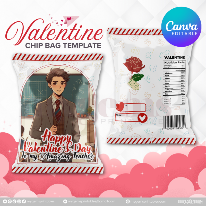 70+ Designs | Valentine Chip Bag Template | Canva PRO Editble - Image 24