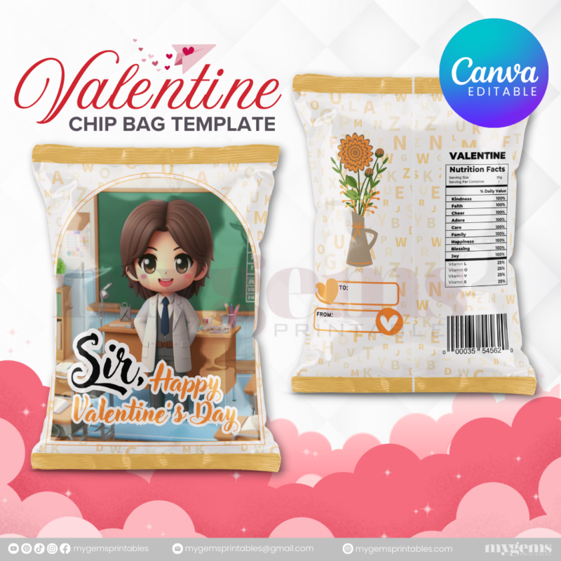 70+ Designs | Valentine Chip Bag Template | Canva PRO Editble - Image 25