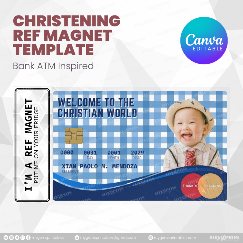 60+ Designs | Bank-Inspired Christening Ref Magnet Template | Canva Editable - Image 48