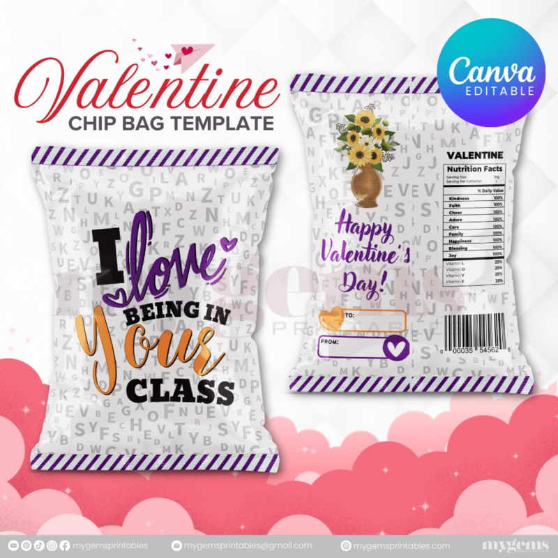 70+ Designs | Valentine Chip Bag Template | Canva PRO Editble - Image 26