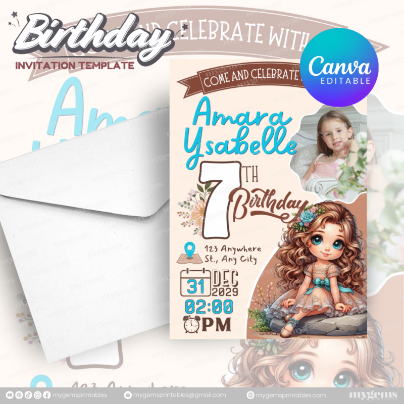 51 Designs | Cartoon-Anime-Chibi Themed Birthday Invitation Template | Canva Editable - Image 51