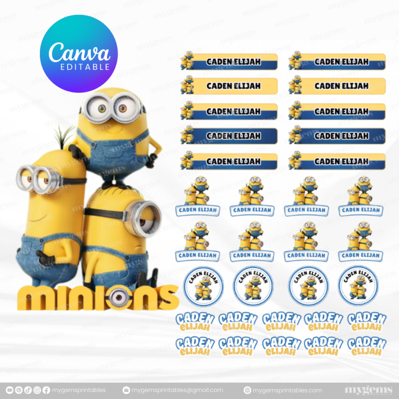 60+ Designs | Name Sticker Template | Ready-To-Print | Canva Editable - Image 30