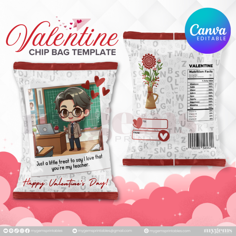 70+ Designs | Valentine Chip Bag Template | Canva PRO Editble - Image 27