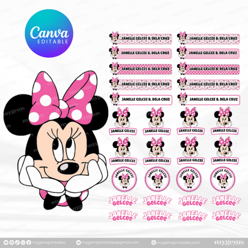 60+ Designs | Name Sticker Template | Ready-To-Print | Canva Editable - Image 31