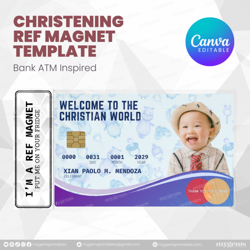 60+ Designs | Bank-Inspired Christening Ref Magnet Template | Canva Editable - Image 3