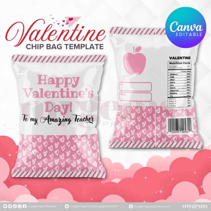 70+ Designs | Valentine Chip Bag Template | Canva PRO Editble - Image 28