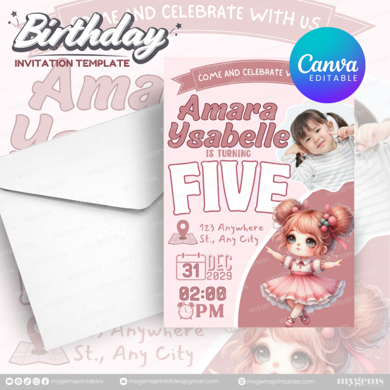 51 Designs | Cartoon-Anime-Chibi Themed Birthday Invitation Template | Canva Editable - Image 49