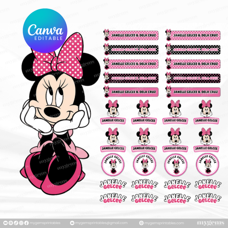 60+ Designs | Name Sticker Template | Ready-To-Print | Canva Editable - Image 22