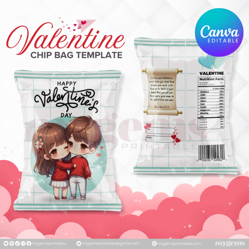 70+ Designs | Valentine Chip Bag Template | Canva PRO Editble - Image 29