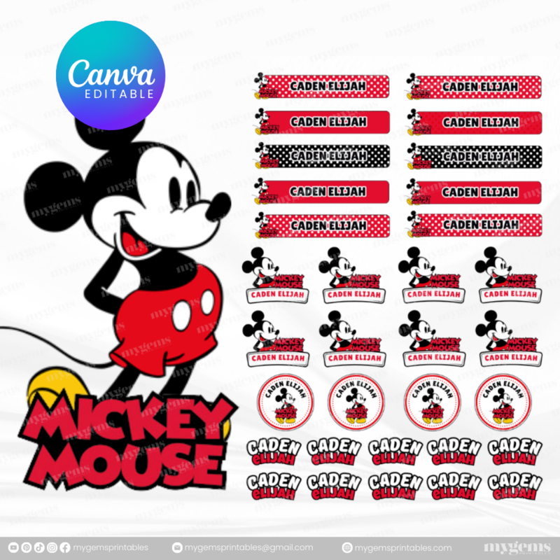 60+ Designs | Name Sticker Template | Ready-To-Print | Canva Editable - Image 23