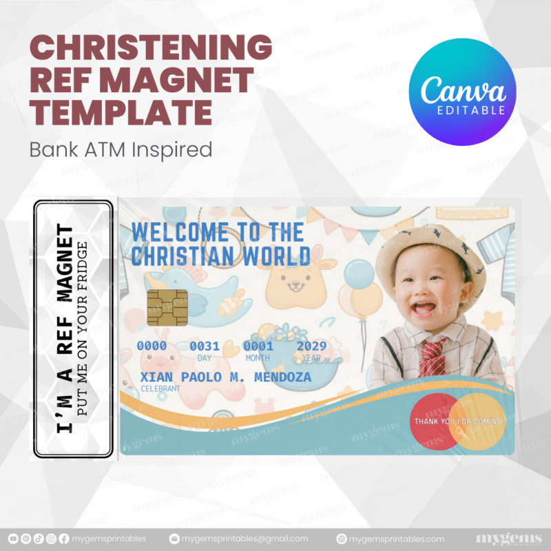 60+ Designs | Bank-Inspired Christening Ref Magnet Template | Canva Editable - Image 5