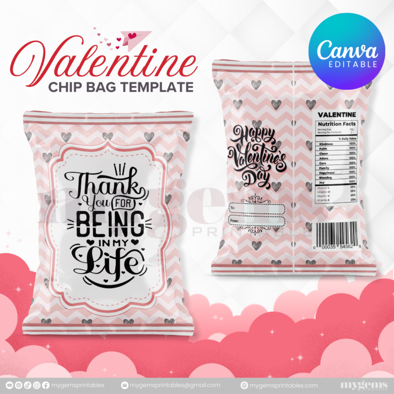 70+ Designs | Valentine Chip Bag Template | Canva PRO Editble - Image 30