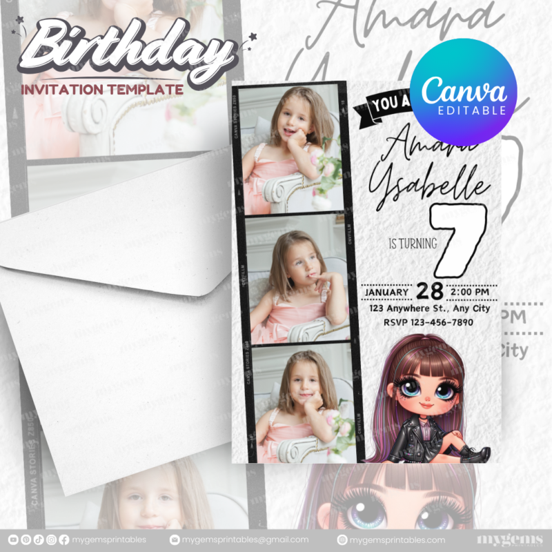 51 Designs | Cartoon-Anime-Chibi Themed Birthday Invitation Template | Canva Editable - Image 47