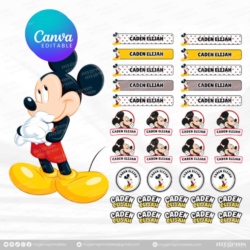 60+ Designs | Name Sticker Template | Ready-To-Print | Canva Editable - Image 24