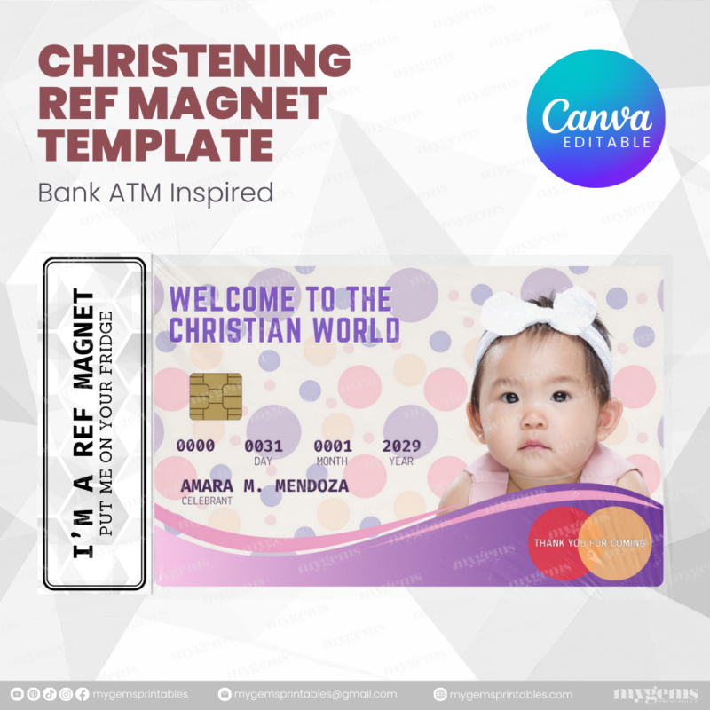 60+ Designs | Bank-Inspired Christening Ref Magnet Template | Canva Editable - Image 6