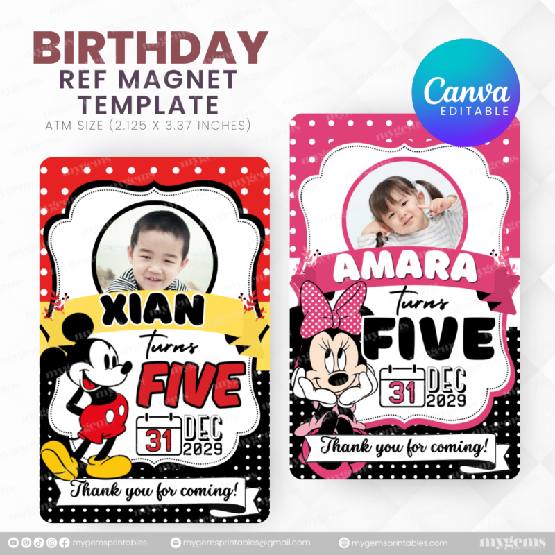 40 Designs | Cartoon-Anime-Chibi Themed Birthday Ref Magnet Template | Canva Editable - Image 5