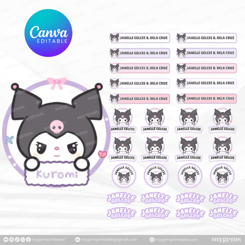 60+ Designs | Name Sticker Template | Ready-To-Print | Canva Editable - Image 67