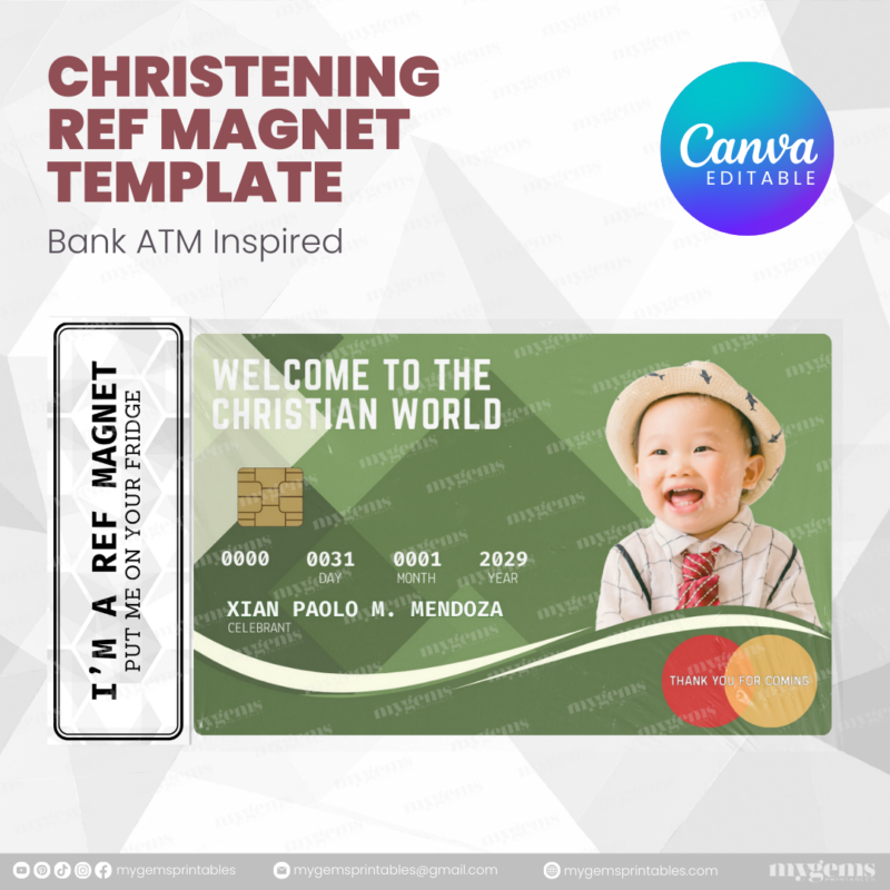 60+ Designs | Bank-Inspired Christening Ref Magnet Template | Canva Editable - Image 52