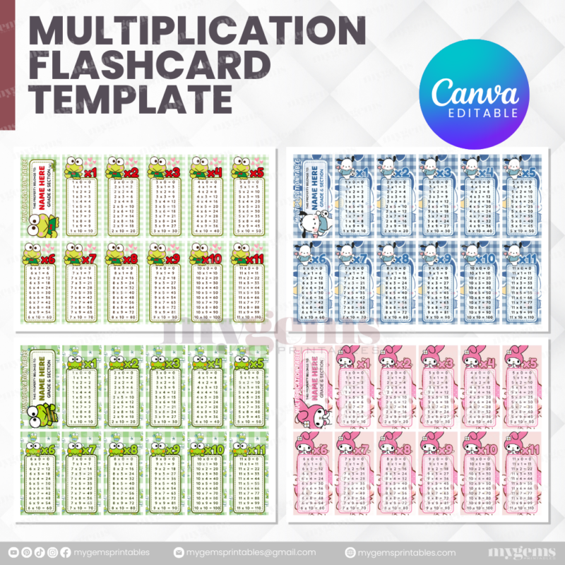 80 Designs | Multiplication Flashcard Template | Canva Editable - Image 15