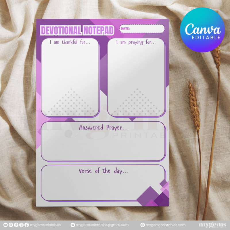 20 Designs | Devotional Notepad Template  | Canva Editable - Image 19