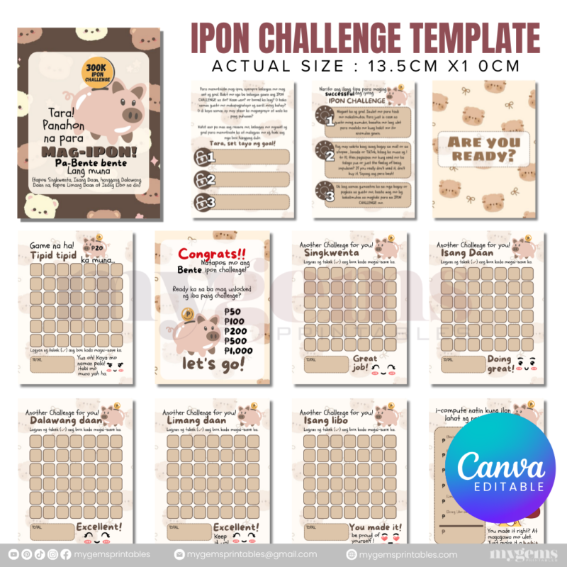 10 Designs | Ipon Challenge Template  | Canva Editable - Image 5