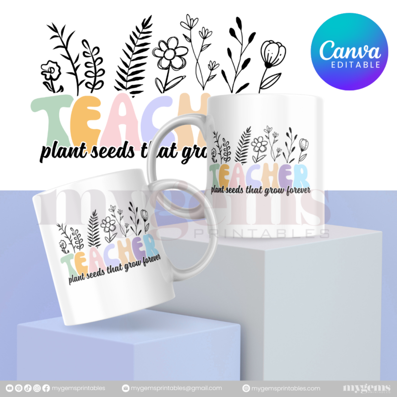 30 Designs | Teacher's Day Mug Design Template  | Canva Editable - Image 16