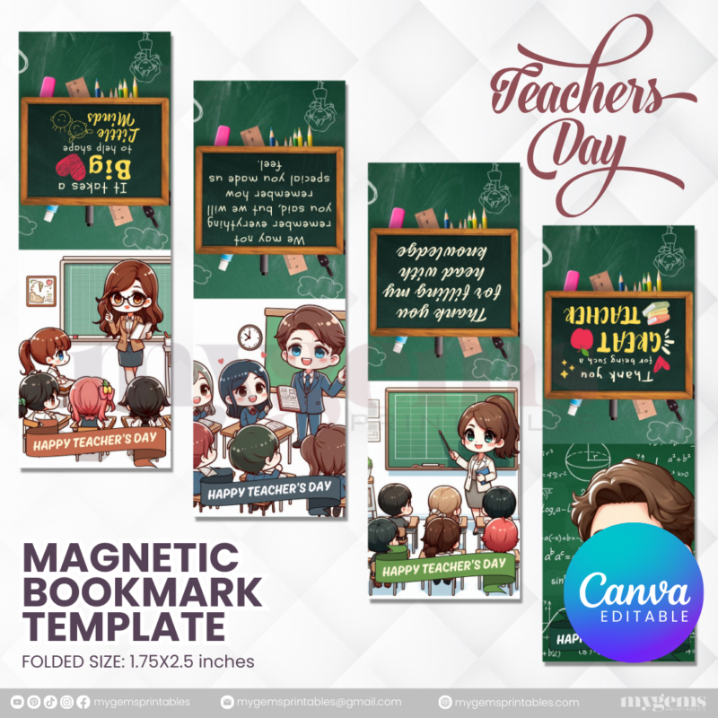 40 Designs | Teacher's Day Magnetic Bookmark Template  | Canva Editable | Ready to Print - Image 5
