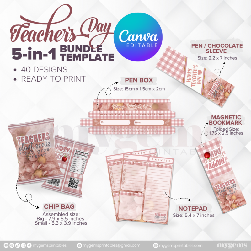 40 Designs | 5-in-1 Teacher's Day Bundle Template | Canva Editable - Image 39