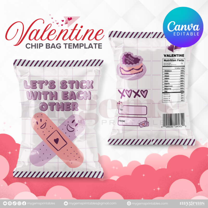 70+ Designs | Valentine Chip Bag Template | Canva PRO Editble - Image 70