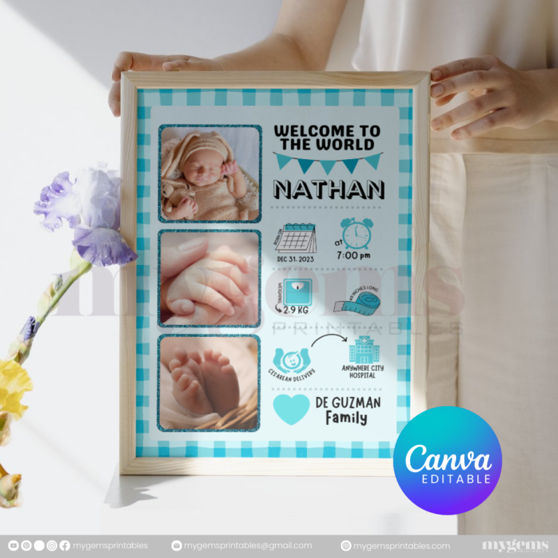 30+ Designs | Baby Birth Announcement Template | Canva PRO Editable - Image 23