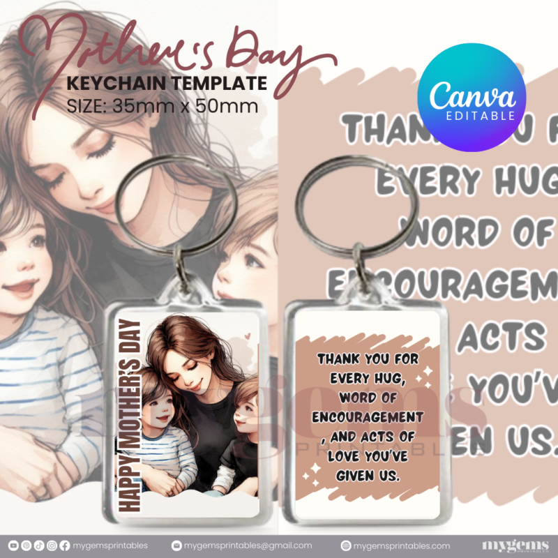 30+ Designs | Mother's Day Keychain Template | Canva Editable | Ready to Print - Image 27