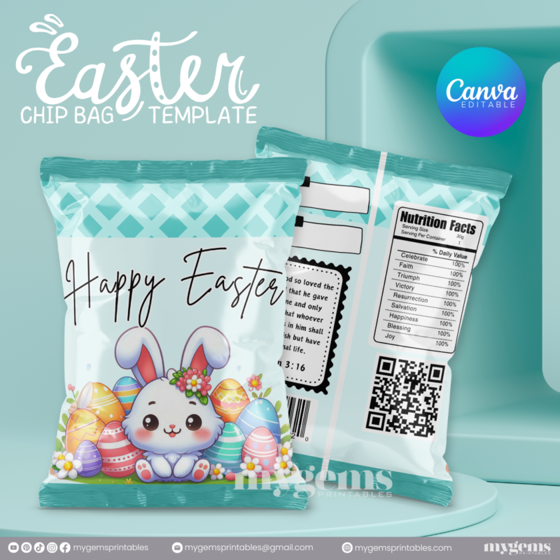 20 Designs | Easter Chip Bag Template | Canva PRO Editable | Ready to Print - Image 5