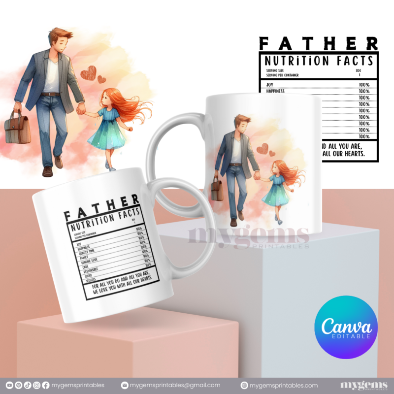 20 Designs | Father's Day Mug Design Template 11oz | Canva Editable | Ready to Print - Image 14