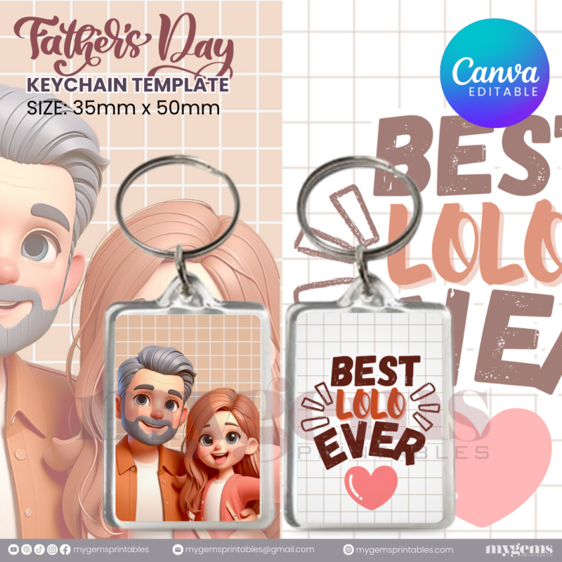 20 Designs | Father's Day Keychain Template | Canva Editable | Ready to Print - Image 14