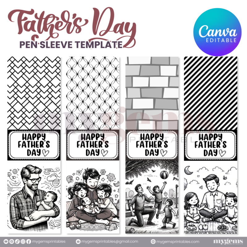 30+ Designs | Father's Day Pen Sleeve Template | Canva Editable | Ready to Print - Image 11