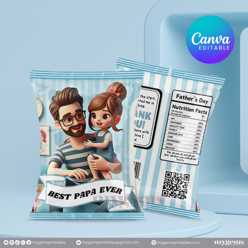 30+ Designs | Father's Day Chip Bag Template | Canva Editable | Ready to Print - Image 24