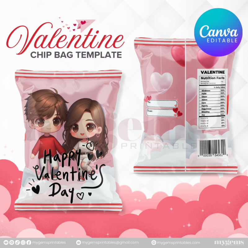 70+ Designs | Valentine Chip Bag Template | Canva PRO Editble - Image 31