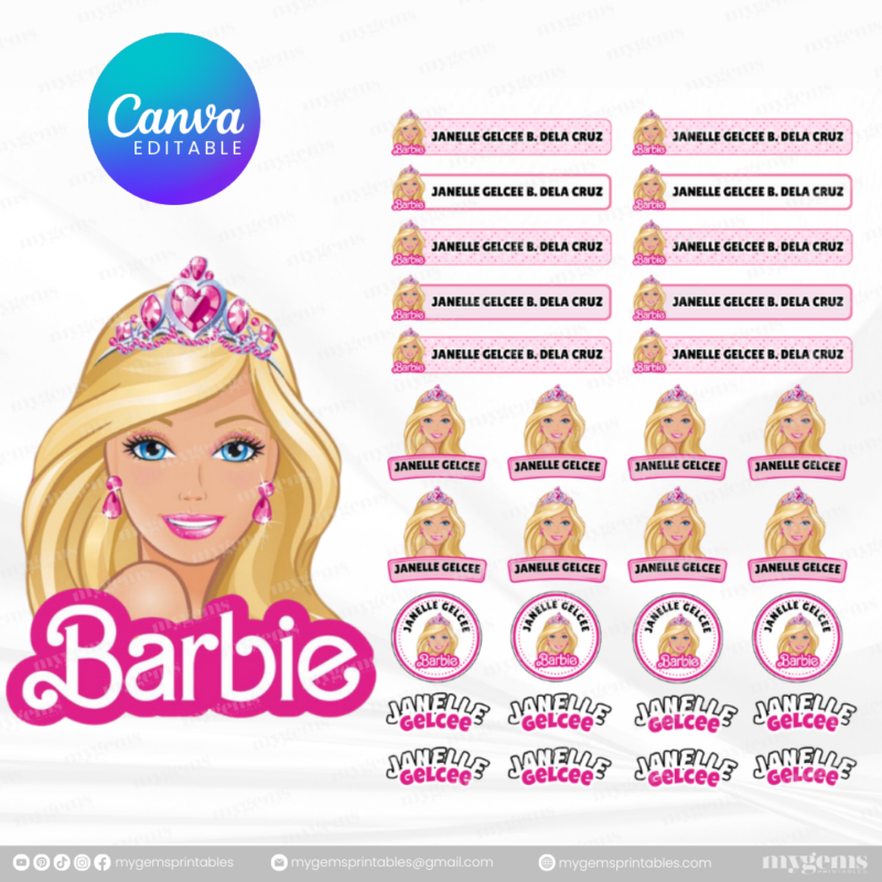 60+ Designs | Name Sticker Template | Ready-To-Print | Canva Editable - Image 25