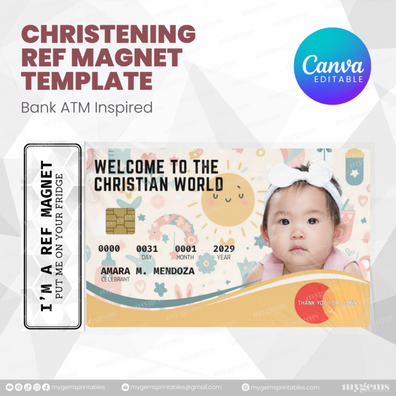 60+ Designs | Bank-Inspired Christening Ref Magnet Template | Canva Editable - Image 7