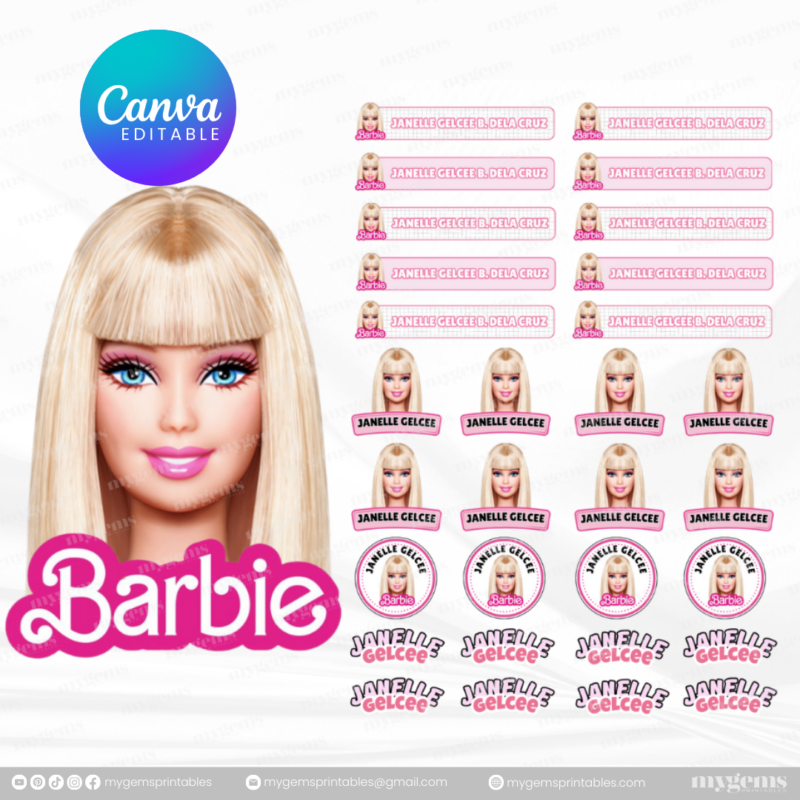 60+ Designs | Name Sticker Template | Ready-To-Print | Canva Editable - Image 17