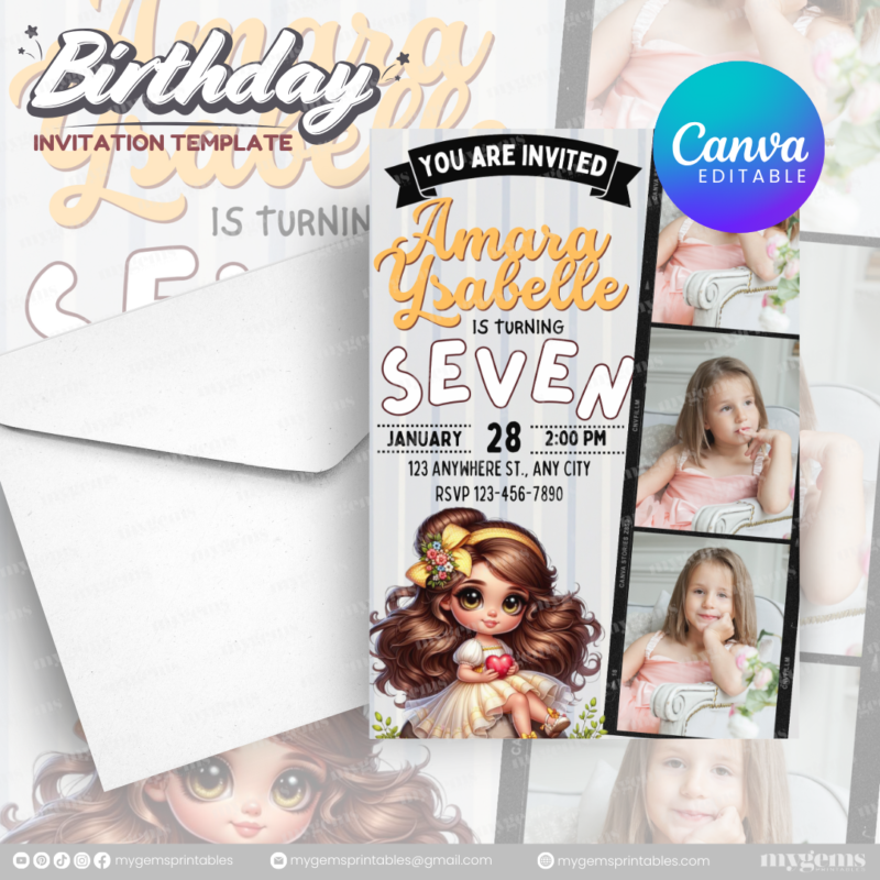 51 Designs | Cartoon-Anime-Chibi Themed Birthday Invitation Template | Canva Editable - Image 44